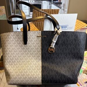 Michael Kors Black and Cream Tote Bag